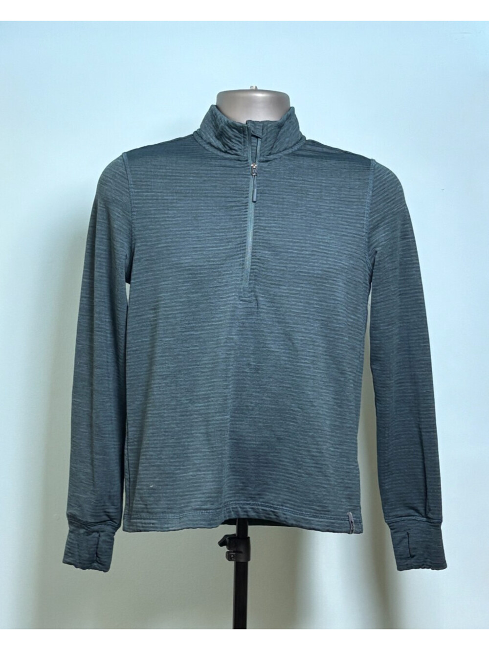 Free Country Grid Fleece Pullover Womens XS Slate Gray 1/4 Zip Thumbholes Jacket